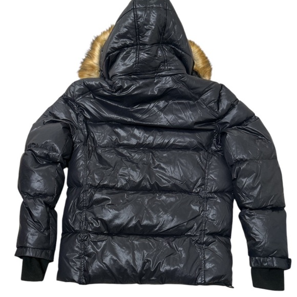 S13 Black Puffer Jacket with Faux Fur Hood - Picture 5 of 10